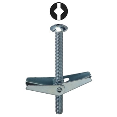 Dottie TB43DS Bolt, 1/4" 3" Square/Slotted Mushroom Head Toggle Bolt