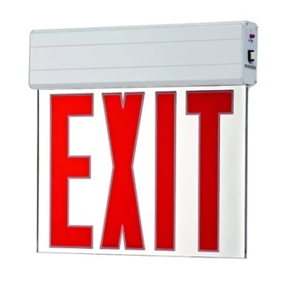 Mircom EL-7008RA Edge-Lit LED Exit Sign, Aluminum Housing, Red