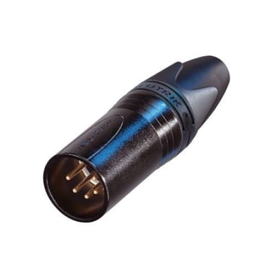 NEUTRIK NC5MXX-B 5-Pole Male Cable Connector, Gold Contacts, Black Metal Housing
