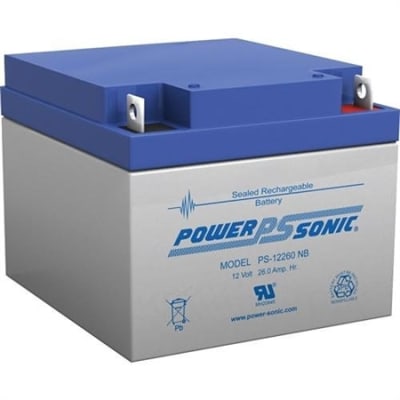 Power Sonic PS-12260F2 PS Series 12V, 26Ah General Purpose Rechargeable SLA Battery, F2 Terminals
