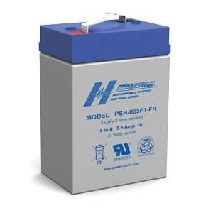 Power-Sonic PSH-655FR 6 Volt, 5.5 AH Rechargeable Sealed Lead Acid Battery