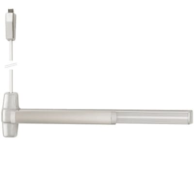 Von Duprin QEL9927EO-F 4 26D LBR Grade 1 Surface Vertical Rod Exit Bar, Wide Stile Pushpad, 48" Fire-rated Device, 84" Door Height, Exit Only, Less trim, Less Bottom Rod, Motorized Latch Retraction, Less Dogging, Satin Chrome Finish, Field Reversible