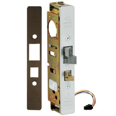 Adams Rite 4300 Steel Hawk Electrified Deadlatch RITE Pack Kit, 1-1/8" Backset for Mortised Strike, Includes (4) Faceplates, Clear and Dark Bronze Anodized