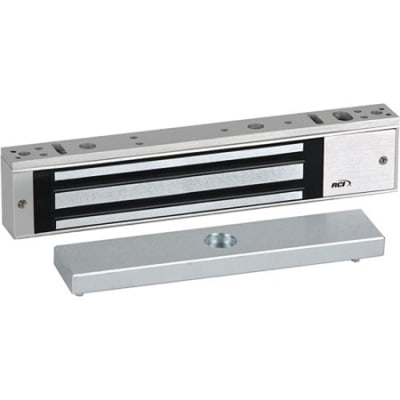 RCI 8371 Surface Single MiniMag Electromagnetic Lock with Security Condition Sensor, Outswing Doors, 750 lb, Brushed Anodized Aluminum