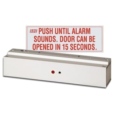 SDC 1581SNDV 1581S Series Mini Integrated Delayed Egress Lock, NFPA 101, Fixed 15-Second Egress Delay Dull Aluminum