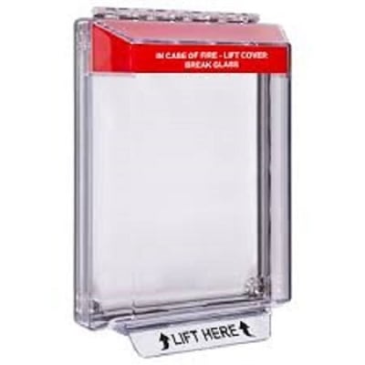 STI 14010FR Universal Stopper Low Profile Dome Cover, Flush-Mount, Label Hood, Fire Label, Red
