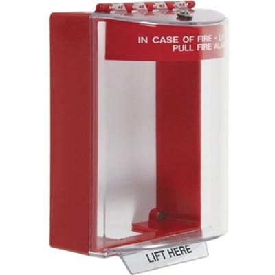 STI 13210FR Universal Stopper Dome Cover Surface Mount, Label Hood without Horn, Fire Label, Red
