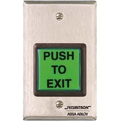 Securitron EEB2 Emergency Exit Button with 30 Second Release, Single Gang, Interchangeable Green, Red, and Handicap Lenses