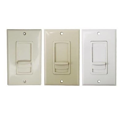 Speco WAT100D 100W 70/25V Slider Volume Control with Swappable Decora Plates, Includes Ivory, Almond, and White