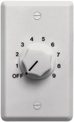 Speco 50W 70/25V Mono Attenuator with Steel Wallplate Volume Control Black Knob