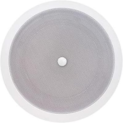 Speco SPG86TC 8" 70/25V Modern Grille In-Ceiling Speaker with Volume Control Knob, Off-White