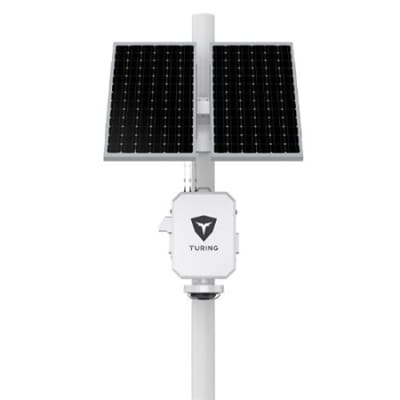 Turing Video LS-KG2-B4A-3Y SolarShield Outdoor Axis Base Solar-Powered System for Multi-Sensor, Includes (1) NEMA3R Enclosure, (3) 26AH Lithium Batteries, (2) Solar Panels, (4) TV-ACAI3Y