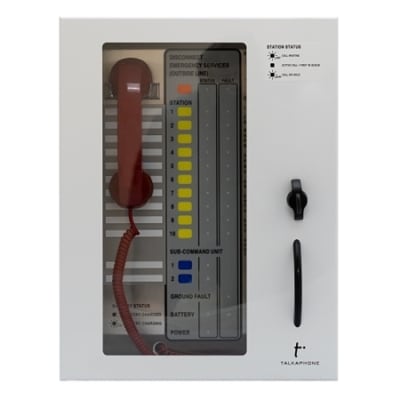 Talkaphone AOR-10-DSL Area of Rescue Fixed 10-Station Analog Command Unit, Enclosure with Door, Standard Twist Latch
