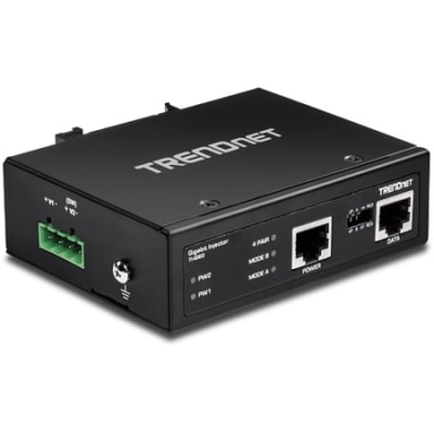 TRENDnet TI-IG60 Hardened Industrial 60w Gigabit PoE+ Injector, DIN-Rail Mount, Ip30 Rated Housing, Includes DIN-Rail and Wall Mounts, Ti-Ig60