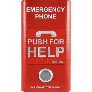 Viking E-1600-RDA 1600A Series Compact Emergency Phone with Built-In Digital Voice Announcer, ADA Compliant, Red