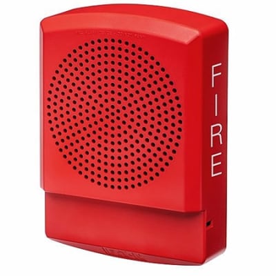 Eaton ELSPKR Wheelock Eluxa LED High Fidelity Speaker, Wall, FIRE Lettering, 24VDC, Red