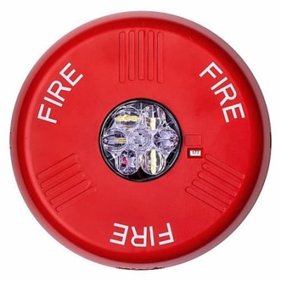 Eaton ELSTRC Wheelock Eluxa LED Strobe, Ceiling, FIRE Lettering, Clear Lens, 24V, 15/30/75/110/150/177 cd, Red