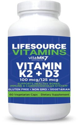 Vitamin K2 100 mcg + D3 125 mcg (5,000 IU) - 60 Vegetarian Capsules
