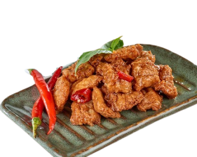 Vegan Basil Chicken featuring plant-based chicken pieces in a savory and aromatic basil sauceâ€”perfect for a delicious and fragrant vegan meal.