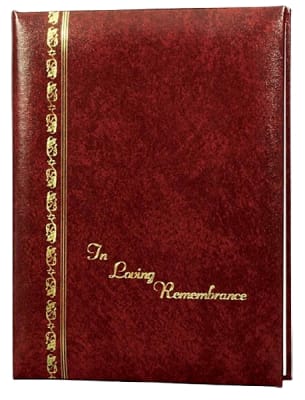 our royal series funeral guest book features a simple and classic design. â€œin loving remembranceâ€ text and  s