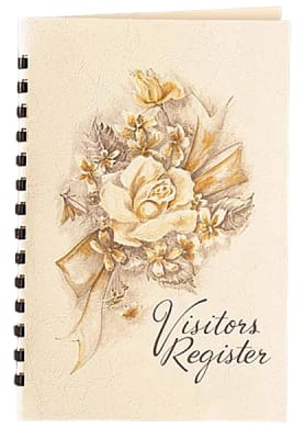 bouquet of roses flexible leatherette visitors register book non-sectarian version cream cover stock s