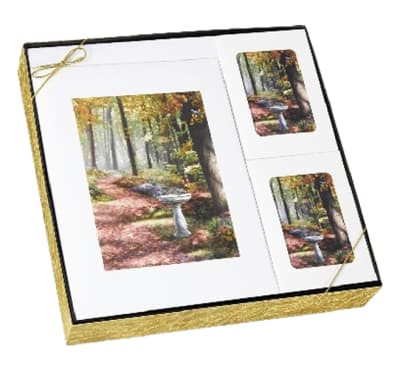 path in the forest gift box set 1 register/funeral guest book 1 things to remember book 1 flower card envelope 1 lapel pin
1 