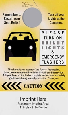 Vertical Style Headlight Card Helps Keep Families Safe On The Road Free 3-Line Imprint
Minimum Order 500 Cards S