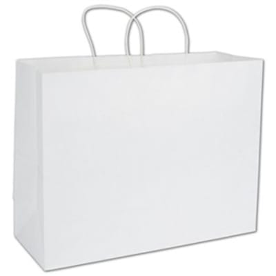 Shopping bags in white-no imprint used in funeral service operations, from lynch supply 