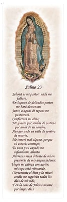 our lady of guadalupe bookmarks quality full-color printing with inspirational themes. back is blank for personal data.old