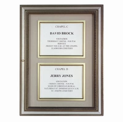 two panels with magnetic closure door frame and shatter-resistant acrylic window.
overall size is 18" wide and 24" hig chapel