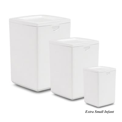 White plastic snap lock urn-infant size cremation supplies and equipment product