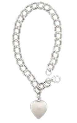  cremation pendant sterling silver rectangular link bracelet
with heart with matching chain and jewelry case.      