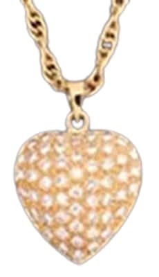 cremation pendant diamond pavee heart 41 brilliant cut diamonds, rated si1 gh, total 0.81 carats with chain and jewelry case