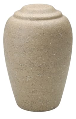 stone-tone cremation 7" diameter x 10 1/2" high. 190 cubic inches. made in america.