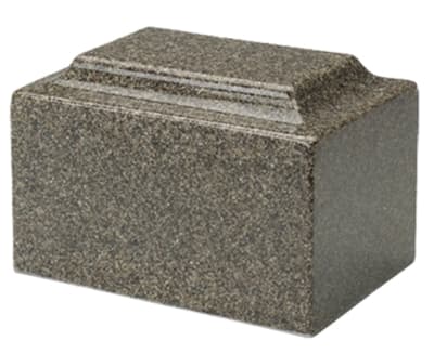 granite cremation 9 3/4" l x 6 3/4" w x 6 1/2" h. 210 cubic inches. made in america.