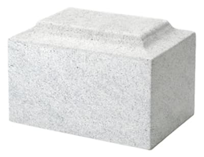 stone-tone cremation urn 9 3/4" l x 6 3/4" w x 6 1/2" h. 210 cubic inches. made in america.