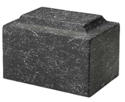 stone-tone cremation urn 9 3/4" l x 6 3/4" w x 6 1/2" h. 210 cubic inches. made in america.