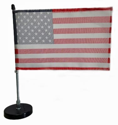 complete small magnetic american flag
single vinyl covered magnetic base will not mar finish
6" x 9" nylon bann s