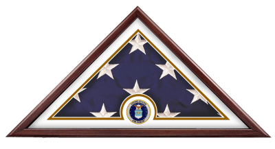 Liberty freedom flag case in cherry laminate finish used in funeral service operations, from lynch supply 