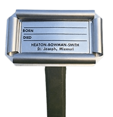 cemetery grave marker
simply fill in information on aluminum insert   
imprinted with your firm's name.