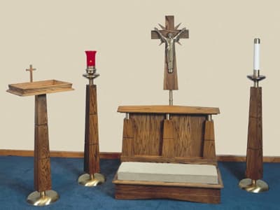 Lord Baltimore Devotional Set  Contemporary In Design Combining Rich English Oak And A Bronze Metal Finish,  Lending
A 