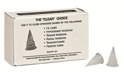 prep room multi-closure trocar sealing button
absolutely the most effective and versatile trocar button available 
the clear 