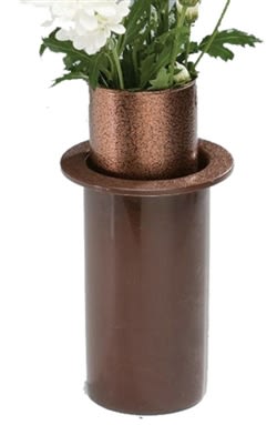 Lifetime cemetery  flush in-ground  flower vases used in funeral service operations, from lynch supply