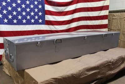 30" oversized ziegler case
square flat top.
excellent disaster or transfer case designed for extra large remains.