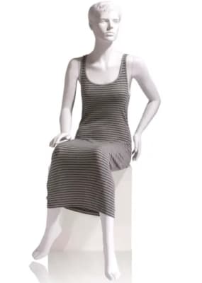 celeste female seated mannequin cameo white retail display mannequins express