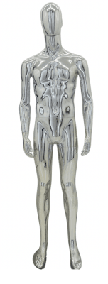 Male  Egghead or Headless Mannequin Silver Chrome - Pose 5
