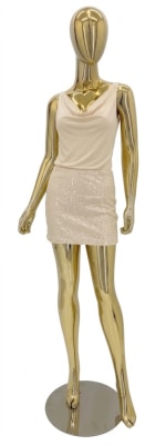 gold chrome female mannequin egghead headless pose 1 retail display mannequins express