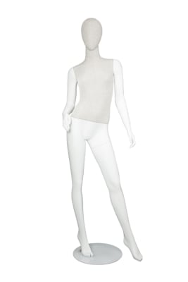 Linen Mixed Fabric Mannequin Right Hand on Hip Left Leg Out