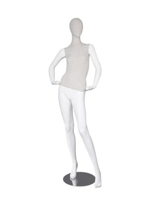 Linen Mixed Fabric Mannequin Hands on Hip Left Leg Out