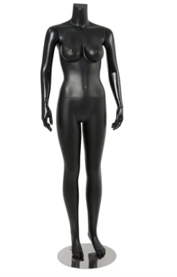 matte black Brazilian female mannequin headless with optional changeable heads